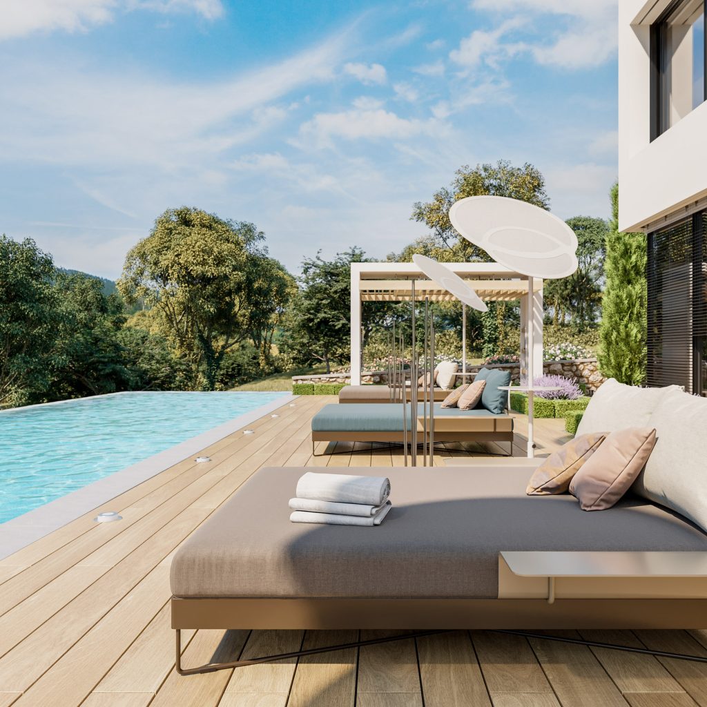 Mediterranean house in France, provence. Villa interior and exterior design view